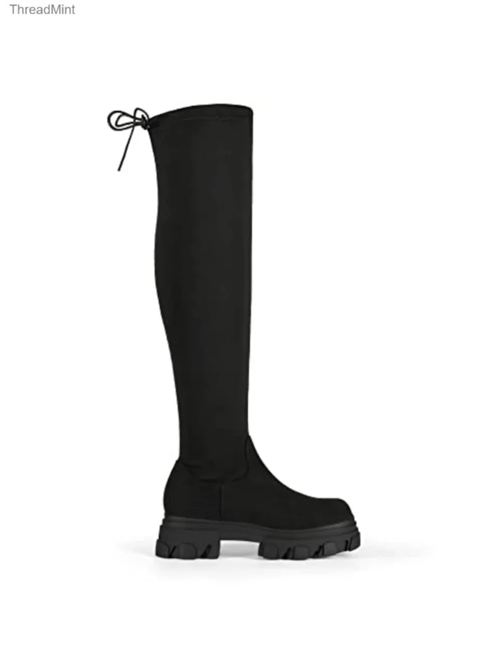 Over the Knee Boots Women's Thigh High Chunky Lug Sole Faux Suede Side Zipper